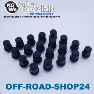 Radmuttern M12x1,25 SW19 Kegelbund 60° Schwarz - OFF-ROAD-Fahrzeuge, Serienstahlfelgen, DOTZ, EXENTRIC, diverse andere Hersteller (24 Stück)